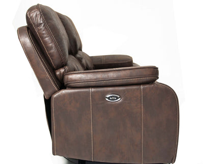 Power Reclining Sofa With Built In USB Port - Chocolate