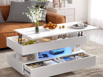 Multi Functional Lift Top Coffee Table With 2 Drawers