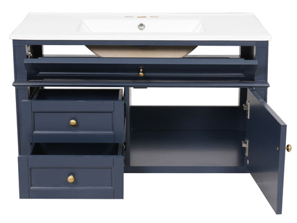 Modern Wall Mounted Floating Cabinet With Double Drawer And Sink