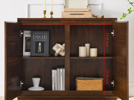 Sideboard, Buffet Cabinet With 2 Outlet Holes, Storage Cabinet For Entryway, Hallway, Living Room, Kitchen, Dining Room, Bedroom - Walnut