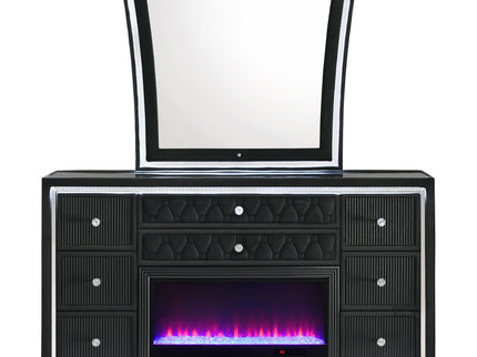 Mika - 8 Drawer LED Dresser And Mirror Set - Black