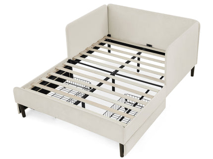 Upholstered Platform Bed Frame With 2 Storage Drawers And Adjustable Sofa Bed