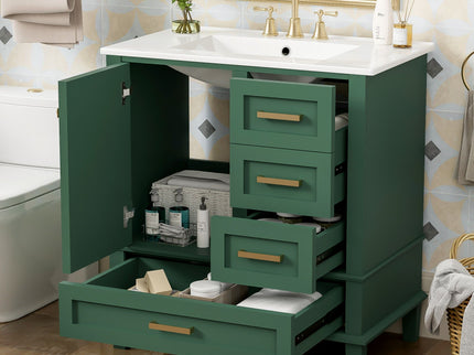 Bathroom Vanity, Modern Bathroom Cabinet With Sink Combo Set, Bathroom Storage Cabinet With A Soft Closing Door And 3 Drawers, Solid Wood Frame