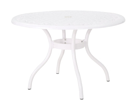 Tranquilius - Outdoor Round Dining Table With Lattice Tabletop, Umbrella Hole And Curved Legs
