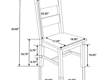 Ladder Back Dining Chairs With Straight Seat (Set of 2) - Brown