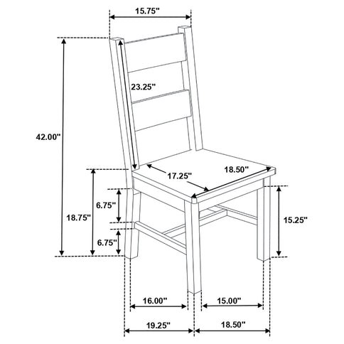 Ladder Back Dining Chairs With Straight Seat (Set of 2) - Brown