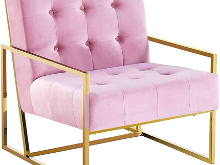 Tufted Accent Armchair With Frame For Living Room - Pink / Gold