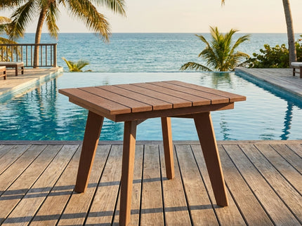 Outdoor Side Table, Wide Tabletop For Patio - Brown