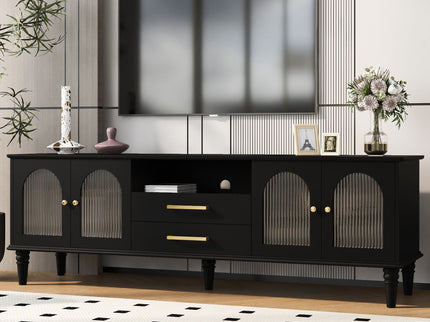 TV Stand For TVs Up To 75", Entertainment Center Media Console For Living Room - Black