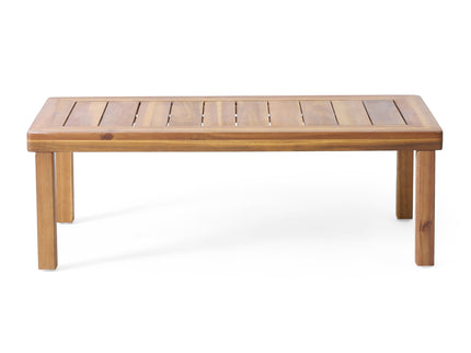Acacia Wood Loveseat And Coffee Table Set With Cushions