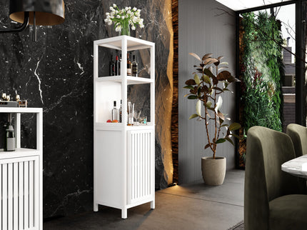 Storage Cabinet With Tall Tower, Multifunctional For Bathroom