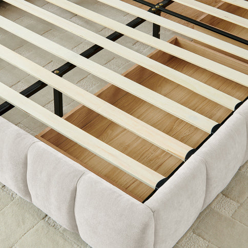 Modern Platform Bed Frame With Thick Fabric