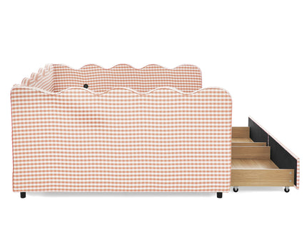 Gingham Daybed & USB Charging Port, Wave Shaped Design
