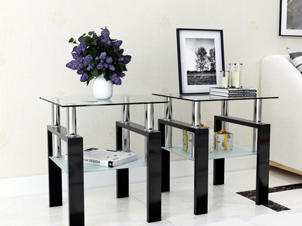 Modern Tempered Glass Tea Table, End Square Table For Living Room
