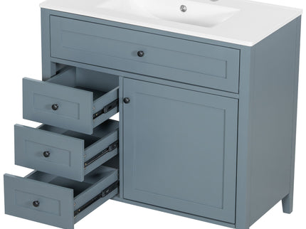 Bathroom Vanity With Sink, 3 Drawers & Cabinet With Adjustable Shelves