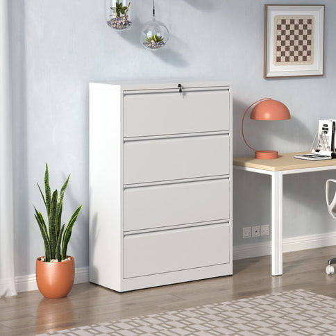 Lateral File Cabinet, Locking Heavy Duty, Anti-Tip Safety Interlock, Vertical Storage For Letter/Legal/A4 Files