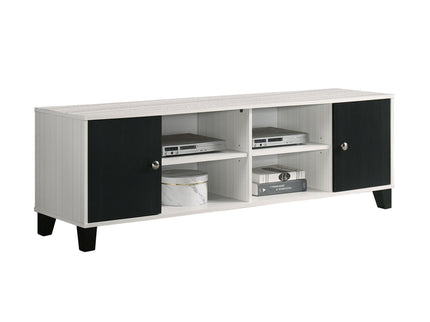 2 Tone TV Stand With Open Shelving And Concealed Storage Living Room Furniture - Black / White