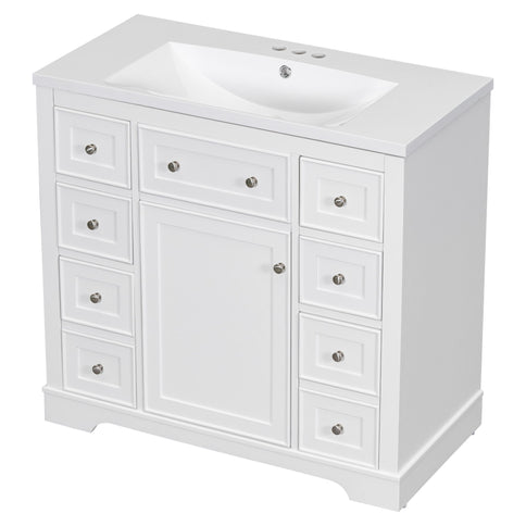 Modern Bathroom Vanity With Sink Combo, 6 Drawers And 1 Cabinet