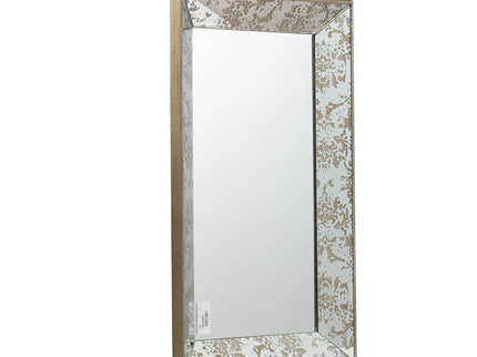 Antique Rectangle Mirror With Floral Accents, Mirrored Display Tray, Hanging Wall Mirror