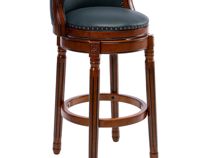 29.5'' Cow Top Wooden Bar Stool, 360 Degree Swivel Bar Height Chair With Backs For Home Kitchen Counter