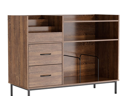 Eco-Friendly Vinyl Record Player Stand With Flip-Top Storage, Media Console With Dual Outlets And Dustproof Drawers
