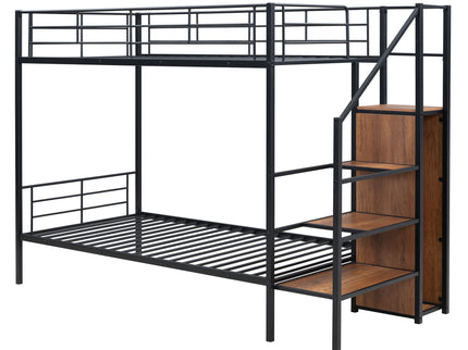 Bunk Bed With Lateral Storage Ladder And Wardrobe
