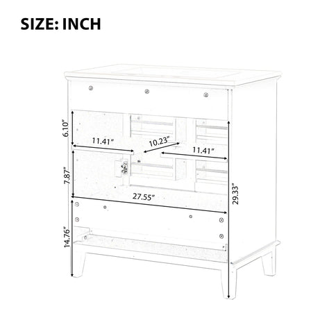 30" Bathroom Vanity With Sink Combo, Multi Functional Bathroom Cabinet With Doors And Drawer - Black