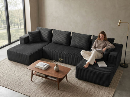 U-Shaped Modular Sectional Sofa With Double Chaise, Oversized Deep Seat For Living Room