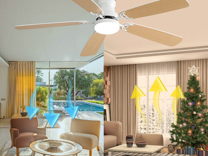 52" Ceiling Fan With LED Light, 6 Speed Remote Control, Reversible DC Motor