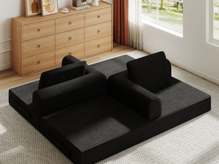 Convertible Sleeper Sofa Bed With Cylindrical Pillow, Fixed Shape Frame