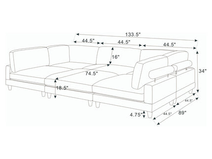 Modern Modular Sectional With Adjustable Back Support