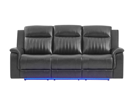 Ian - Power Reclining Sofa With LED & Global Surround System - Charcoal