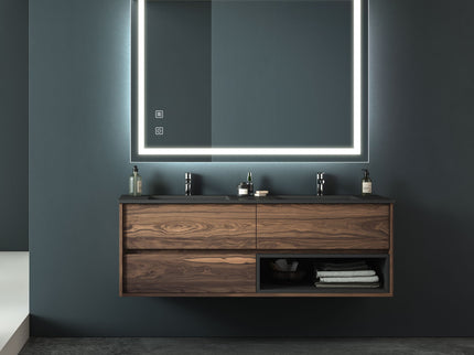 Bathroom Vanity Rectangle Mirror With Front Lighting, Anti Fog, Dimmable, Smart Memory Function