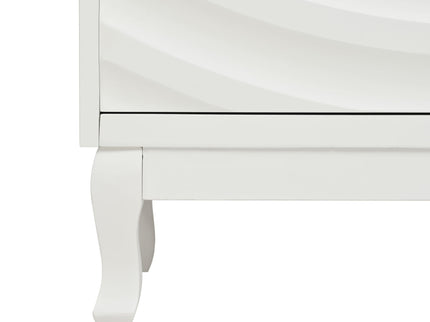 Elegant Sideboard With Sophisticated Wavy Pattern Doors And Arched Groove Design, Adjustable 4 Door Layout