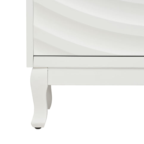 Elegant Sideboard With Sophisticated Wavy Pattern Doors And Arched Groove Design, Adjustable 4 Door Layout