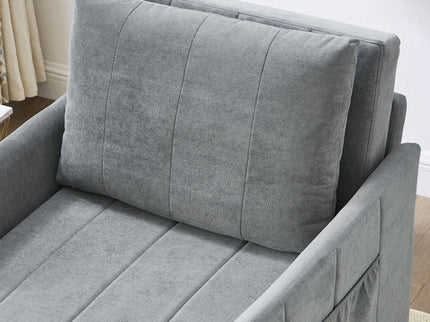 Upholstered Convertible Sleeper Sofa With 5 Position Backrest, Side Pockets, Storage