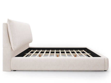 Upholstered Platform Bed Frame With Oversized Plush Pillow Headboard