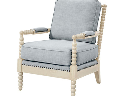 Arm Chair With Open Back Spindle Design, Padded Armrests