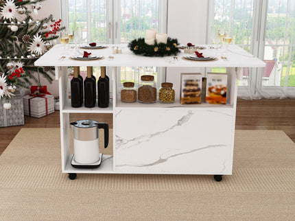 Multi Functional Folding Table With Storage Shelves And Wheels