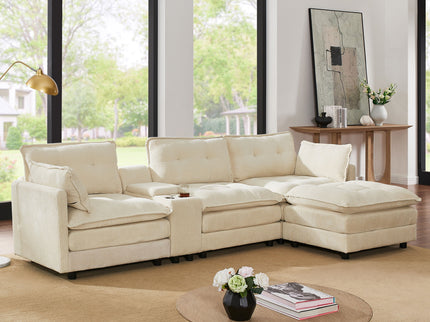 Oversized Modular Sectional Sofa With Multi Functional Console