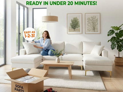 U - Shaped Sectional Sofa With Double Chaise