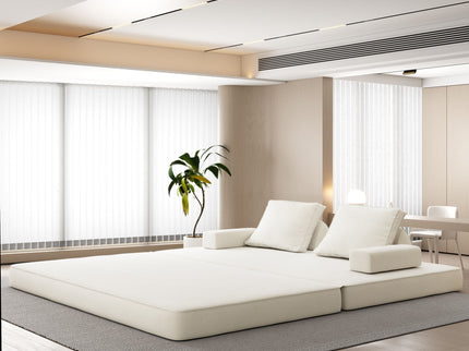 Multifunctional Convertible Sofa Bed With 2 Tumbler Backrests And 2 Pillows, Deep Seat Couch
