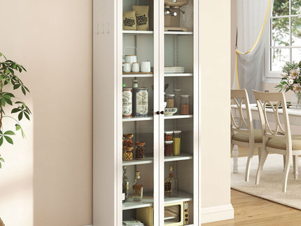 Kitchen Pantry Cabinet With 5 Adjustable Shelves, Freestanding Storage For Kitchen - White
