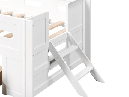 Platform Bed With Guardrail And Drawer