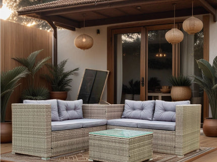 4 Piece Patio Sectional Wicker Rattan Outdoor Furniture Sofa Set With Storage Box