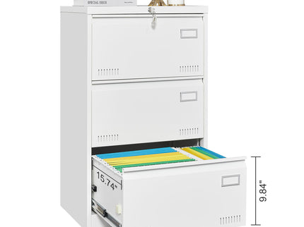 Filing Cabinet Lateral File Cabinet 3 Drawer, Locking Metal File Cabinets Three Drawer, Office Filing Cabinet With Lock Drawers For Home Office