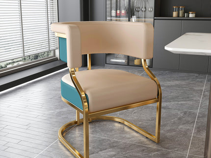 Dining Chairs Ergonomic Curved Backres (Set of 2) - Blue / Neutral
