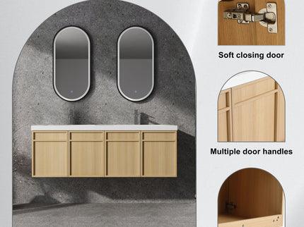 Wall-Mounted Bathroom Vanity With Resin Sink And Soft Closing Doors