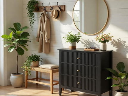 Fluted 3 Drawer Nightstand With Soft Close Slides