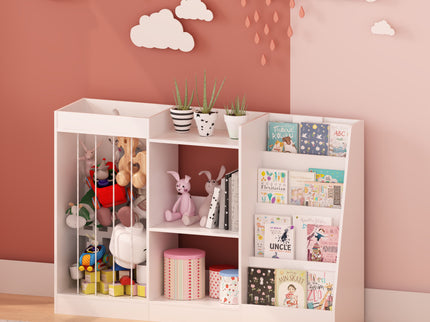 Bookshelf And Toy Storage, 3 Tier Montessori Bookcase With Stuffed Animal Organizer - White